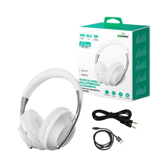 Auscultadores sem Fio New Science A-628 Branco Auscultadores sem Fio New Science A-628 Branco